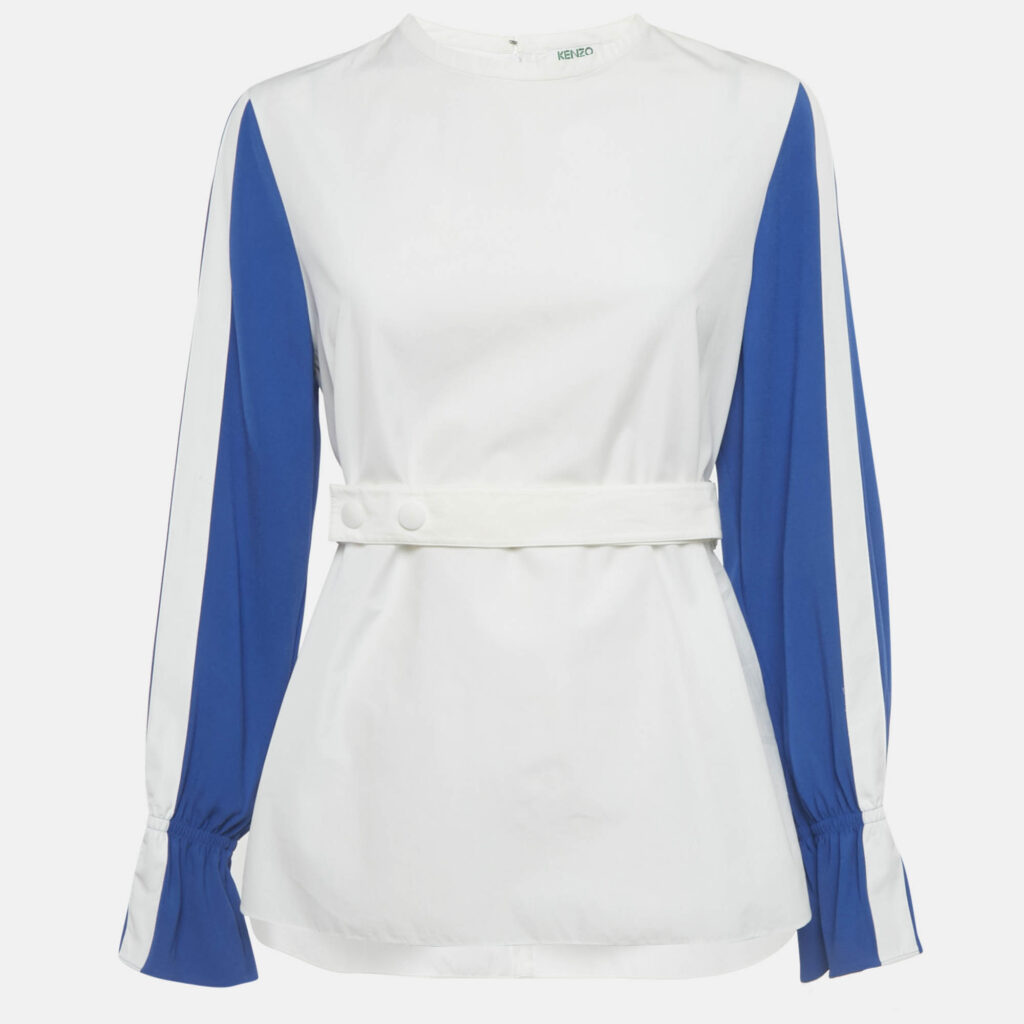 luxury-women-kenzo-used-clothes-p1249453-001.jpg Kenzo White/Blue Cotton Shift Dress M