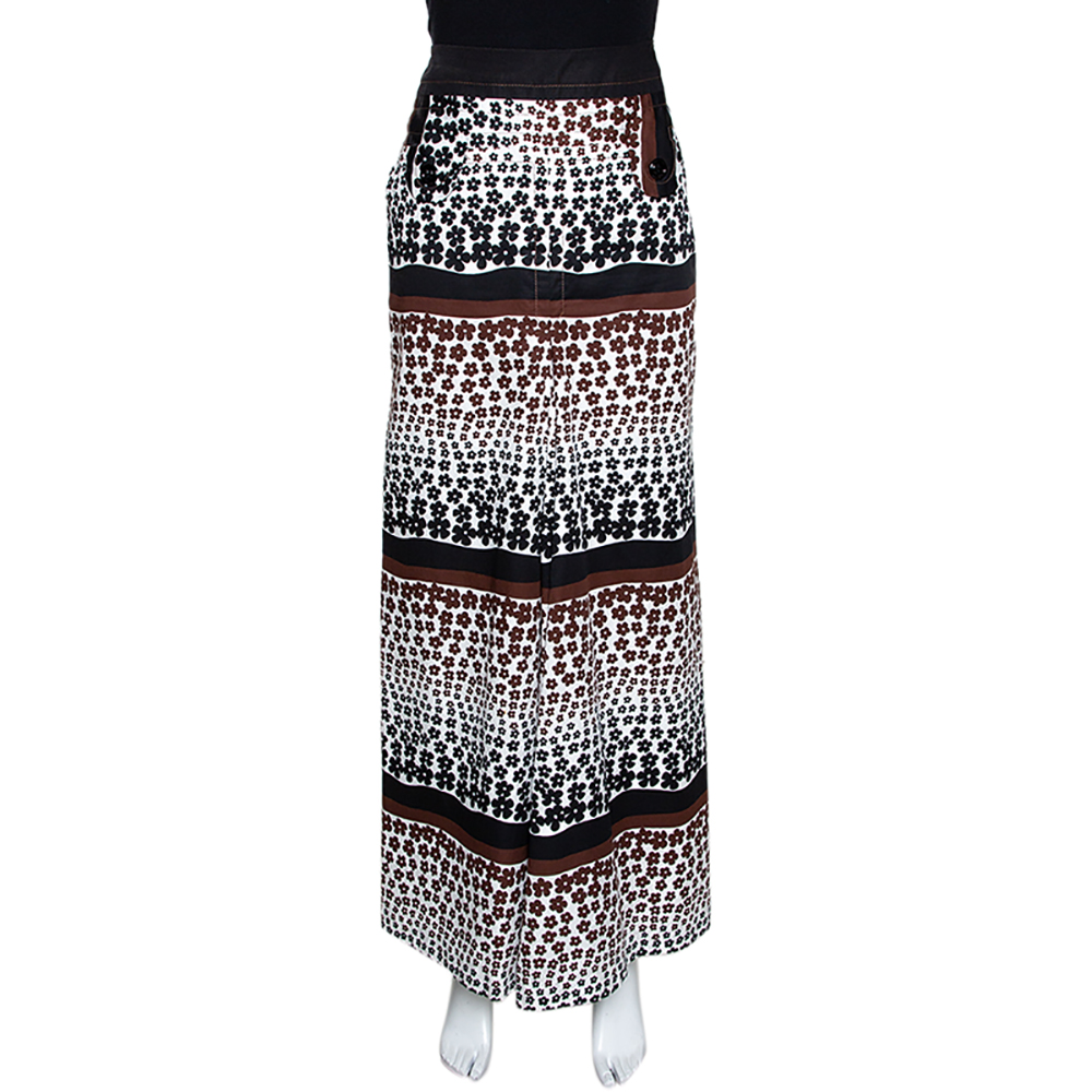 Kenzo Brown Floral Print Cotton Maxi Skirt S Kenzo Brown Floral Print Cotton Maxi Skirt S
