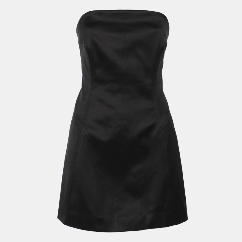 Khaite Black Satin Sleeveless Mini Dress S Khaite Black Satin Sleeveless Mini Dress S