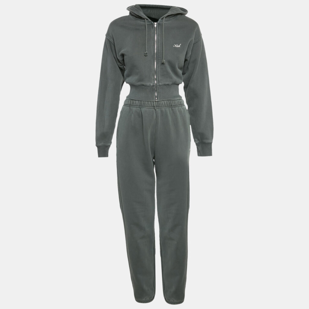 Kith Green Faded Cotton Sweatshirt and Sweatpants Set XS