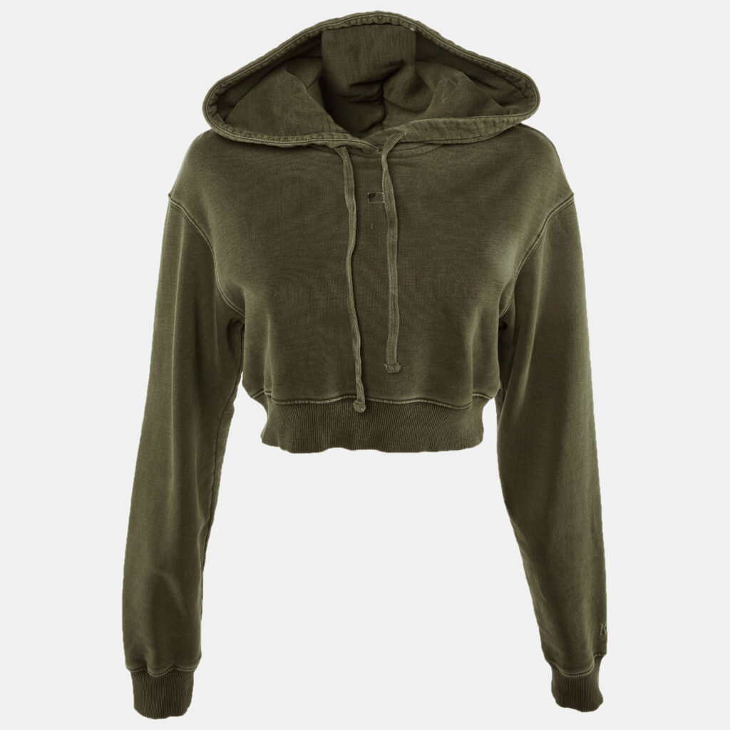 Kith Olive Green Cotton Alexa Cropped Hoodie XS Kith Olive Green Cotton Alexa Cropped Hoodie XS
