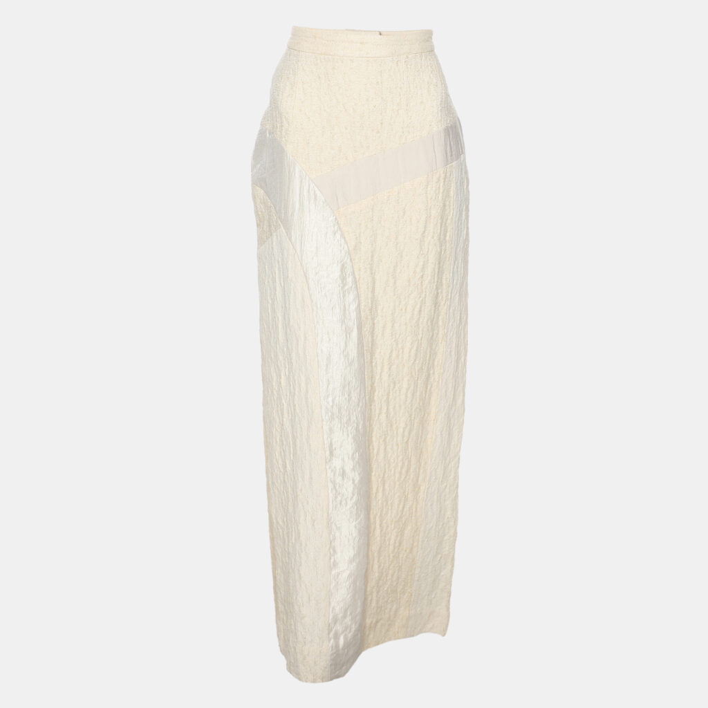 Koi Creme Textured Silk Maxi Skirt S Koi Creme Textured Silk Maxi Skirt S