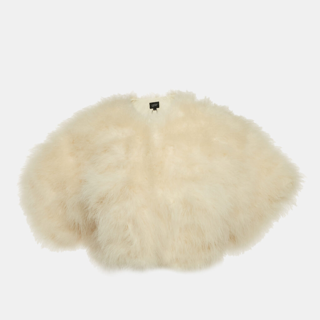 Lamarque Off-White Feather Short Sleeve Jacket S Lamarque Off-White Feather Short Sleeve Jacket S