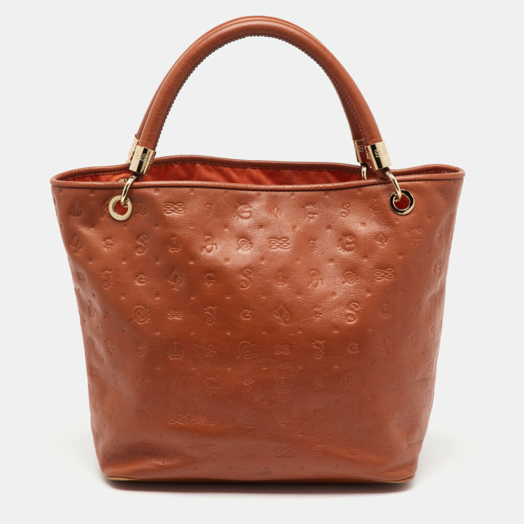 Lancel Brown Embossed Leather Daligramme Dali Fun Tote Lancel Brown Embossed Leather Daligramme Dali Fun Tote