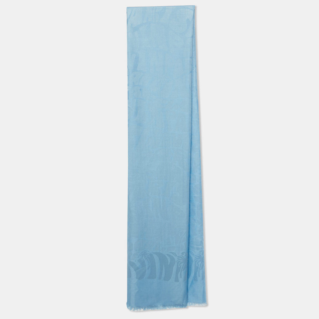 Lanvin Blue Island Logo Silk Jacquard Scarf Lanvin Blue Island Logo Silk Jacquard Scarf