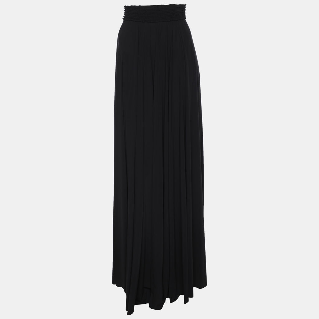 luxury-women-lanvin-used-clothes-p1158030-001-1.jpg Lanvin Black Stretch Satin Maxi Skirt M