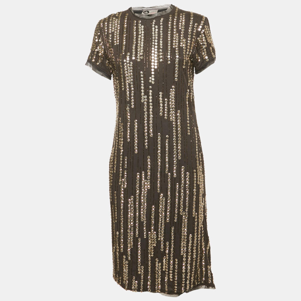 Lanvin Black Sequin Embellished Jersey Short Dress S