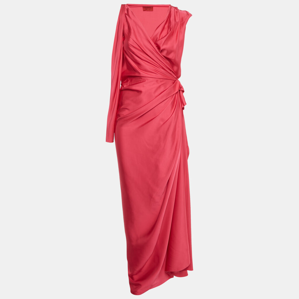 luxury-women-lanvin-used-clothes-p1225476-004-1.jpg Lanvin Pink Satin Draped Wrap Maxi Dress S