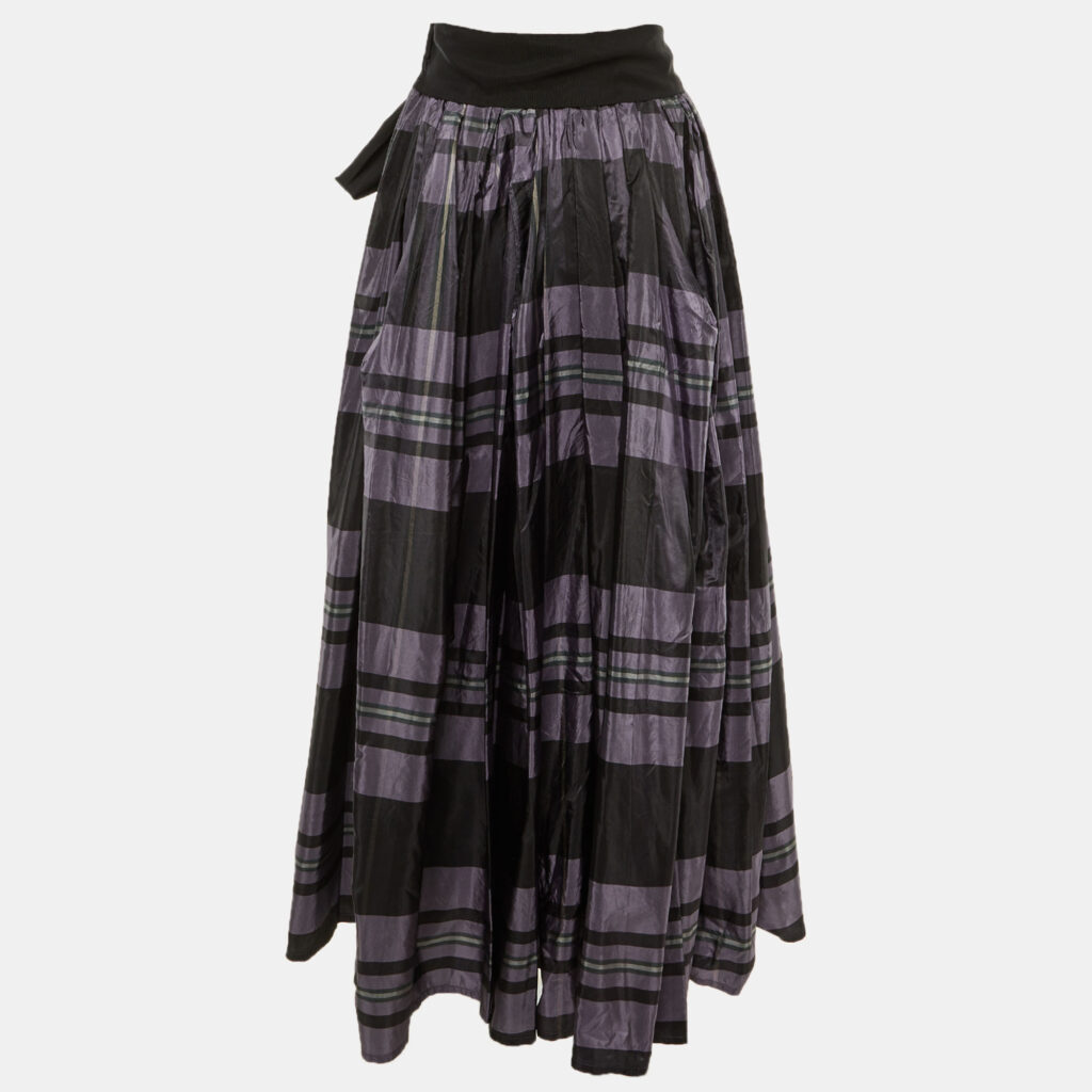Lanvin Purple/Black Checkered Print Maxi Skirt M