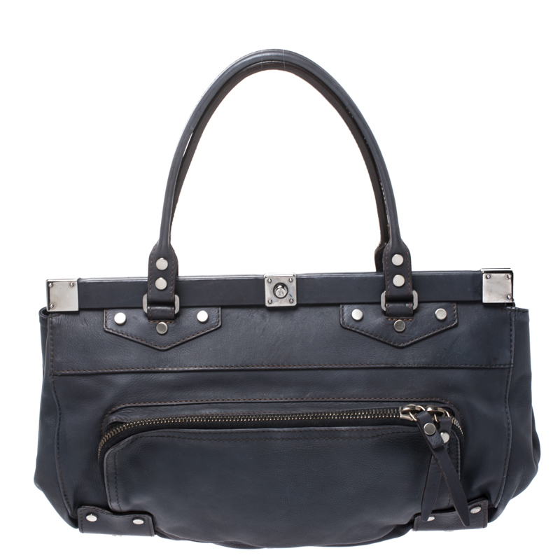 Lanvin Blue Leather Frame Satchel Lanvin Blue Leather Frame Satchel