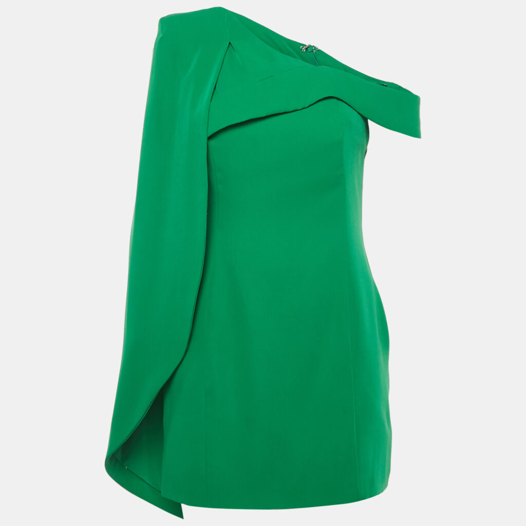 Lavish Alice Green Crepe Asymmetric Mini Dress M