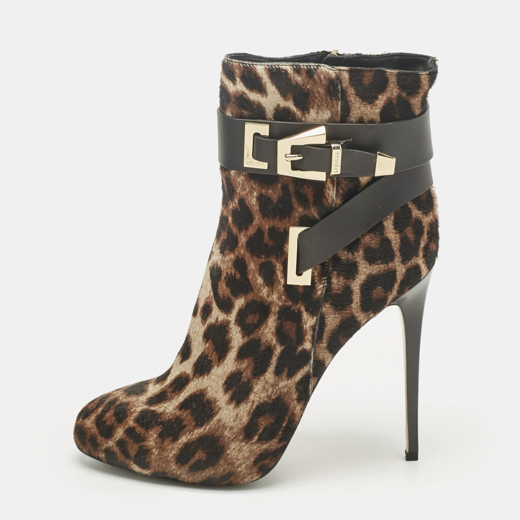 Le Silla Brown/Black Calf Hair and Leather Ankle Booties Size 38.5 Le Silla Brown/Black Calf Hair and Leather Ankle Booties Size 38.5