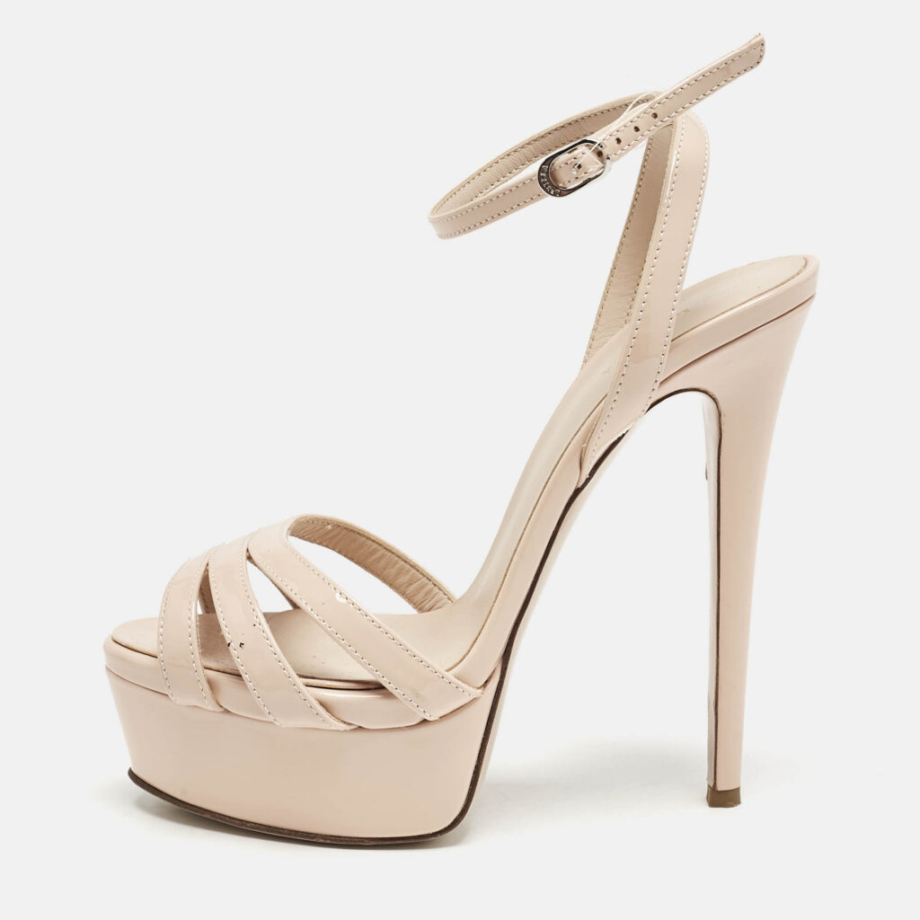 Le Silla Beige Patent Leather Lola Platform Sandals Size 36 Le Silla Beige Patent Leather Lola Platform Sandals Size 36