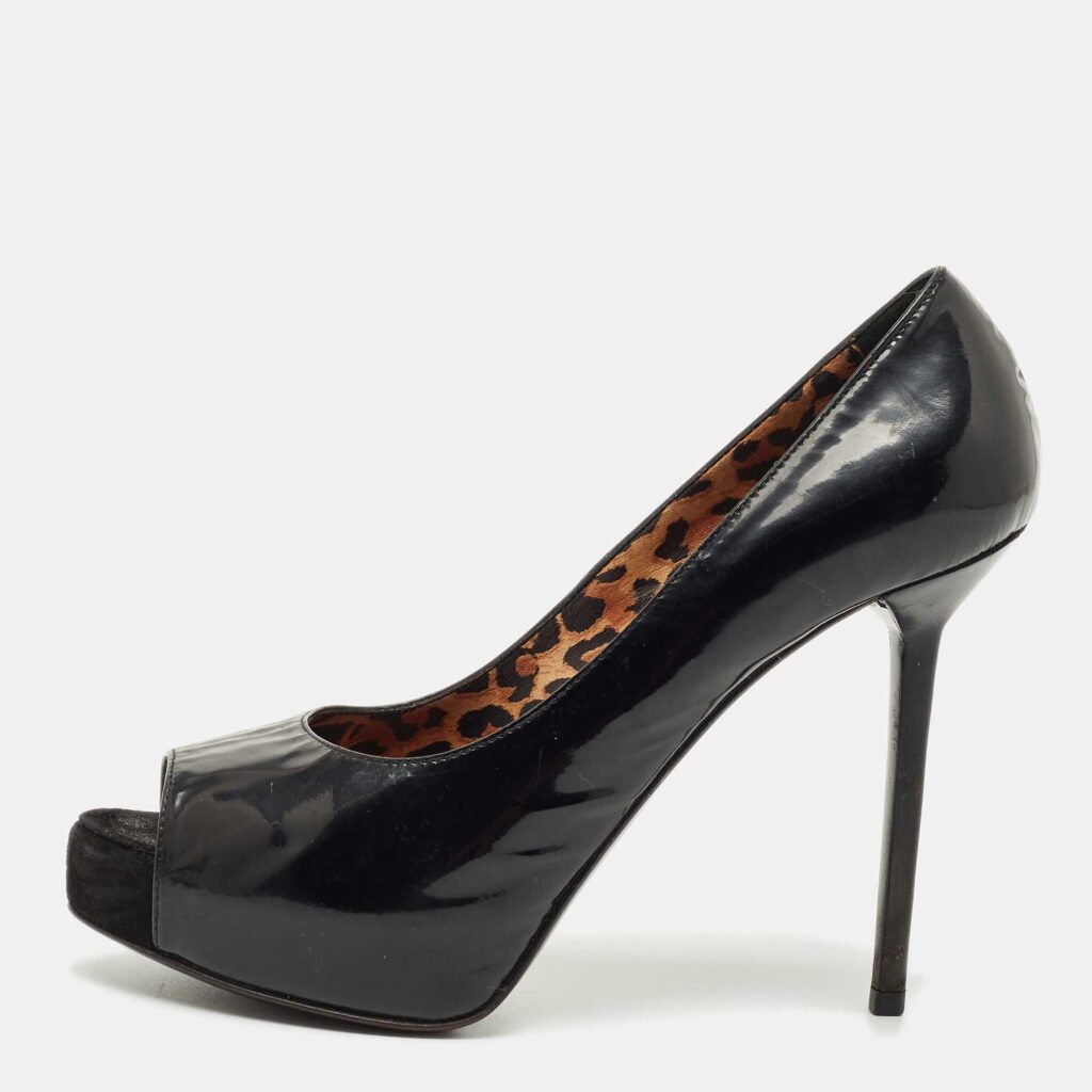 Le Silla Black Patent Leather Peep Toe Platform Pumps Size 36.5 Le Silla Black Patent Leather Peep Toe Platform Pumps Size 36.5