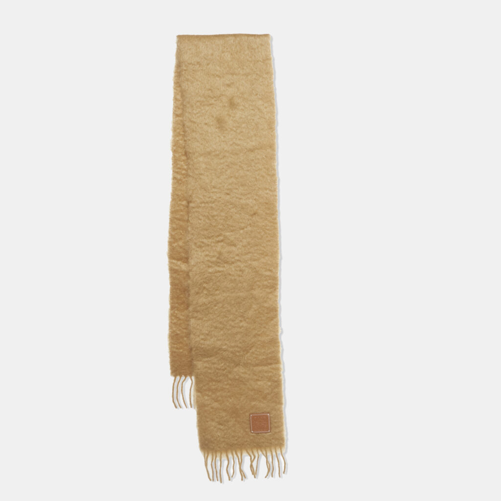 Loewe Brown Anagram Patch Mohair Fringed Scarf Loewe Brown Anagram Patch Mohair Fringed Scarf