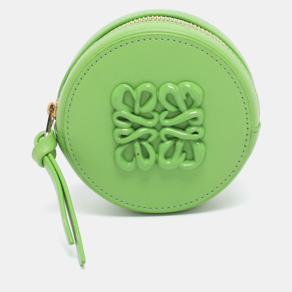 Loewe Pea Green Leather Monogram Debossed Cookie Purse Charm Loewe Pea Green Leather Monogram Debossed Cookie Purse Charm