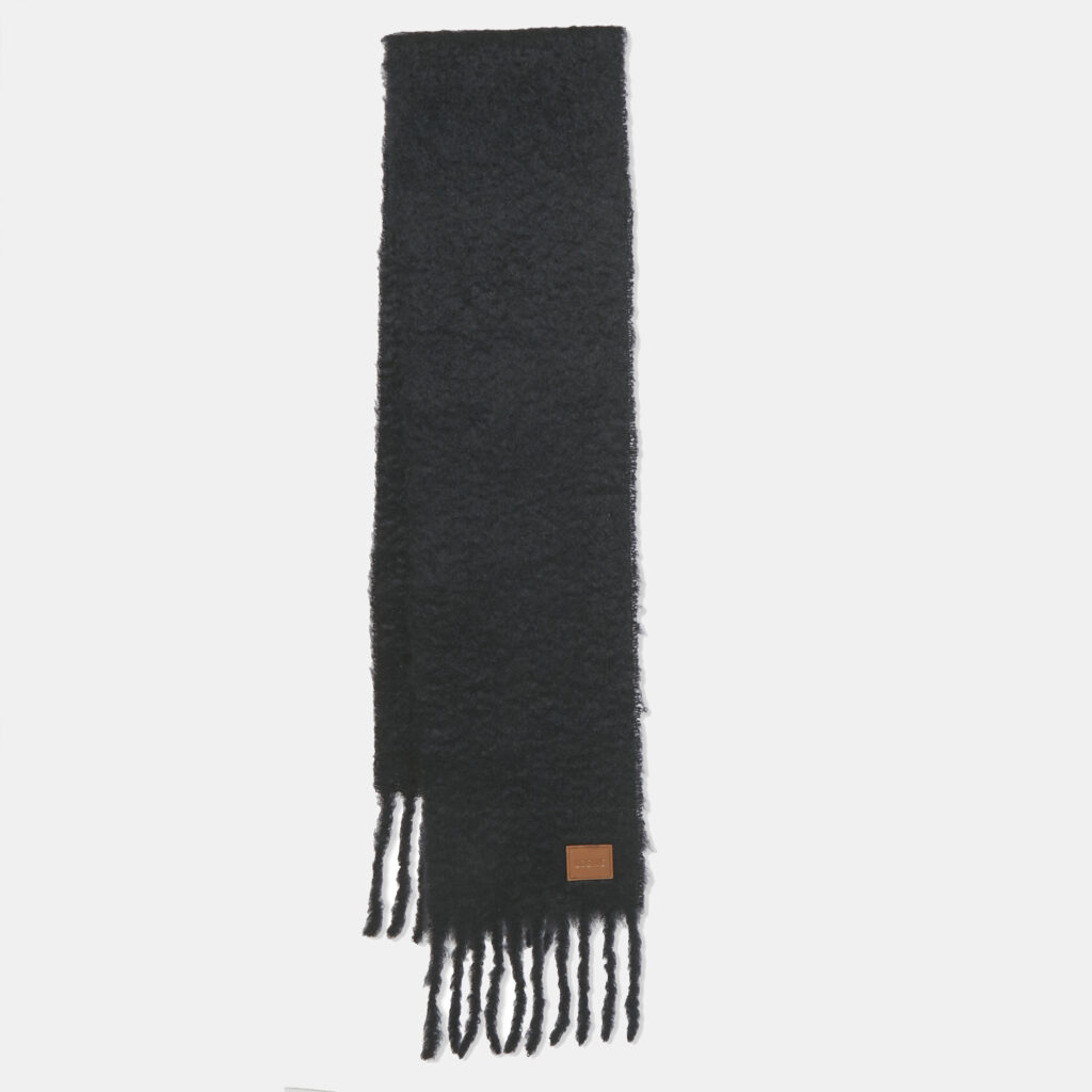 Loewe Black Anagram Patch Mohair Fringed Scarf Loewe Black Anagram Patch Mohair Fringed Scarf