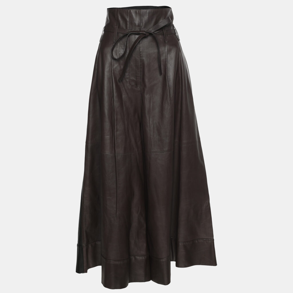 Loewe Brown/Black Leather Wide Leg Trouser S Loewe Brown/Black Leather Wide Leg Trouser S