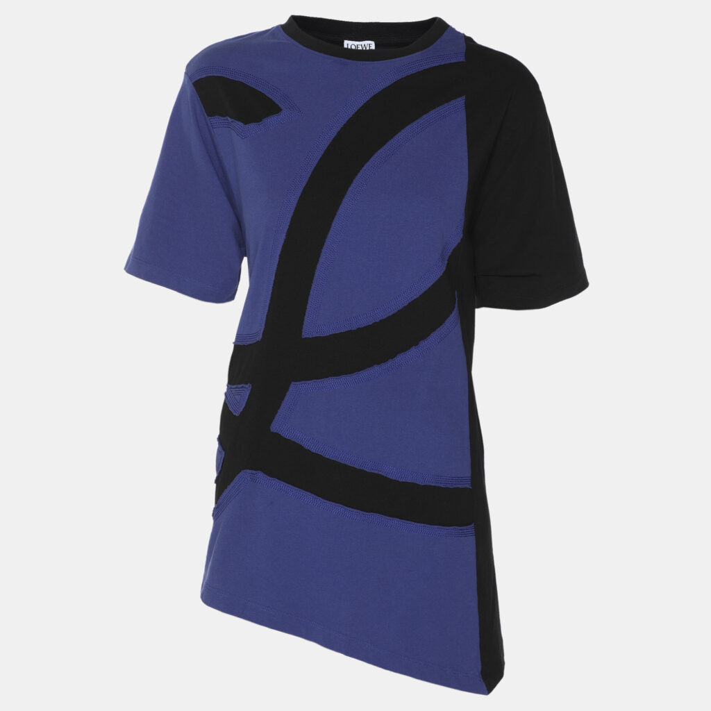 Loewe Black/Blue Jersey Asymmetric T-Shirt M