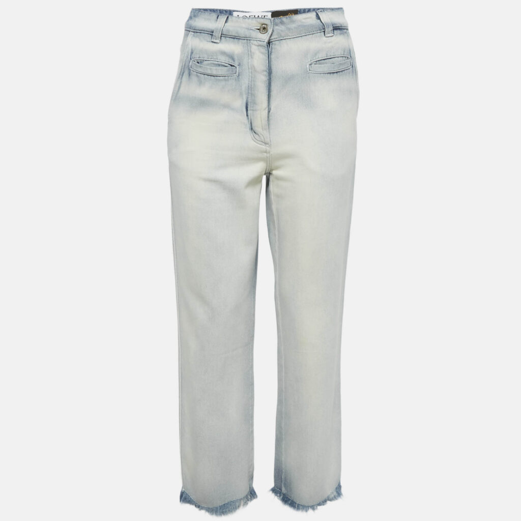 Loewe x Paula's Ibiza Blue Faded Denim Raw Edge Jeans S Waist 26" Loewe x Paula's Ibiza Blue Faded Denim Raw Edge Jeans S Waist 26"