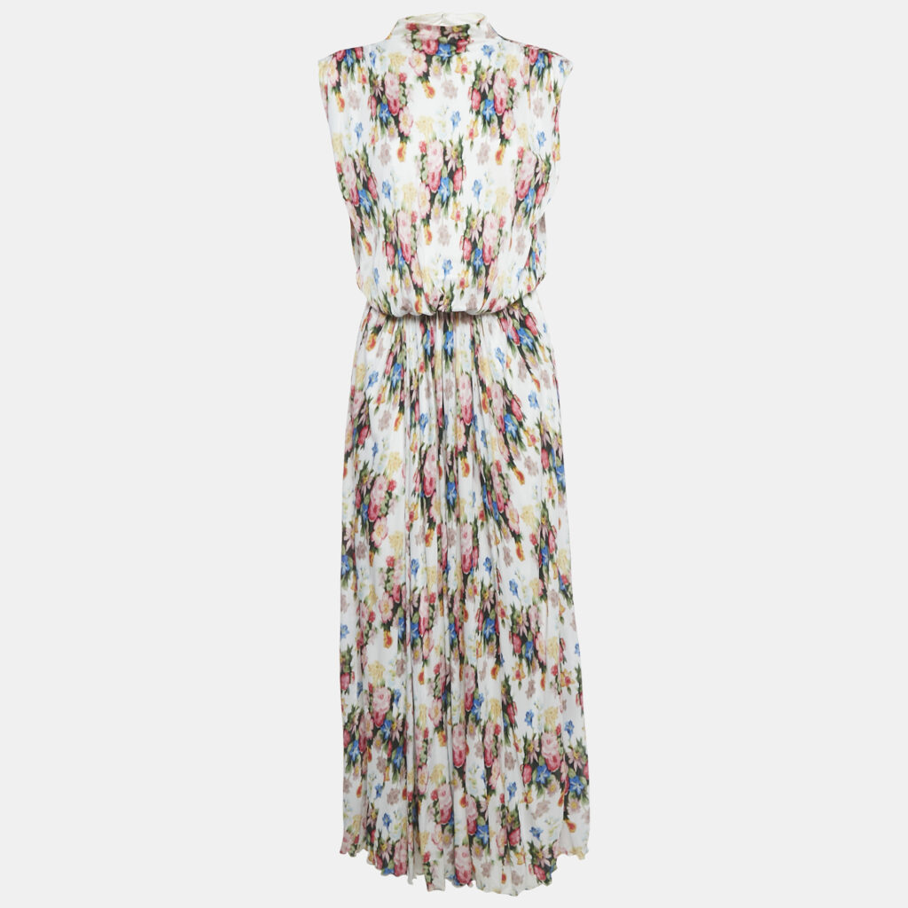 Loewe White Floral Print Jersey Asymmetric Maxi Dress XL