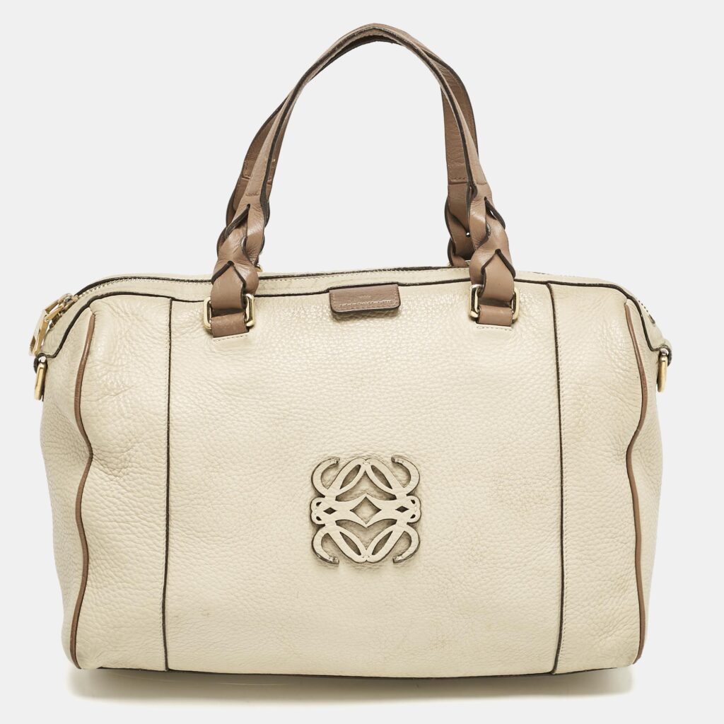 Loewe Two Tone Beige Leather Fusta 31 Boston Bag Loewe Two Tone Beige Leather Fusta 31 Boston Bag