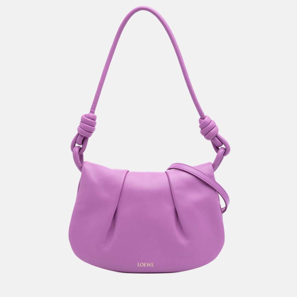 Loewe Purple Shiny Calfskin Paseo Satchel