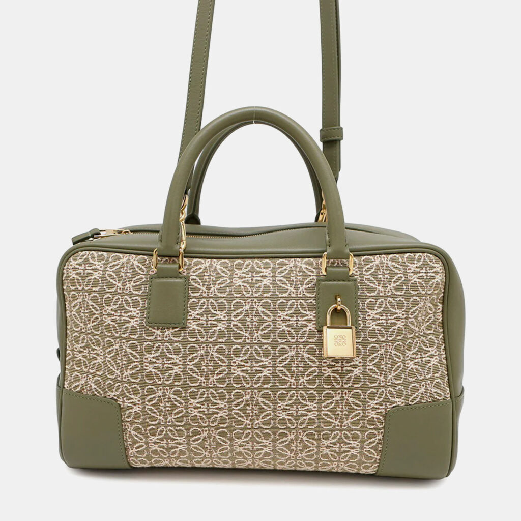 Loewe Amazona Green Canvas and Leather Shoulder Bag Loewe Amazona Green Canvas and Leather Shoulder Bag