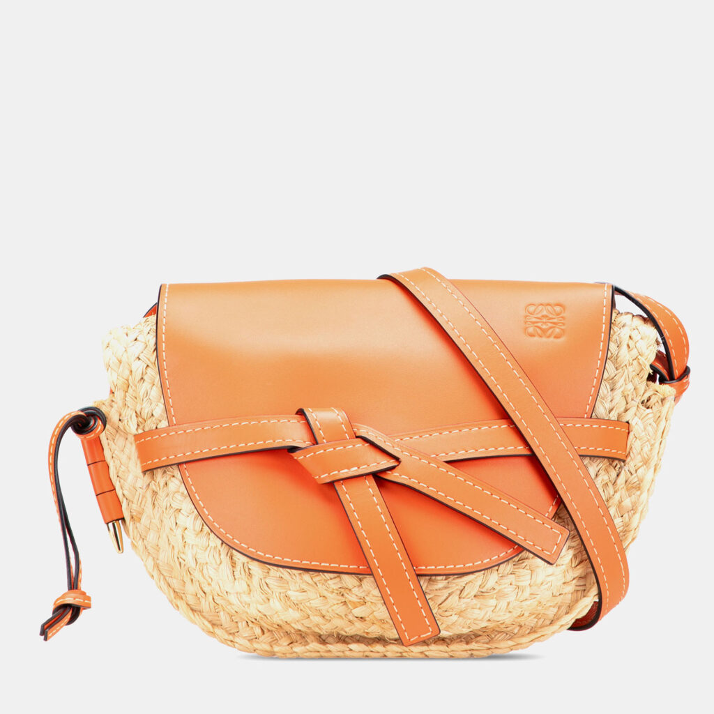 Loewe Beige Brown Small Raffia Gate Crossbody