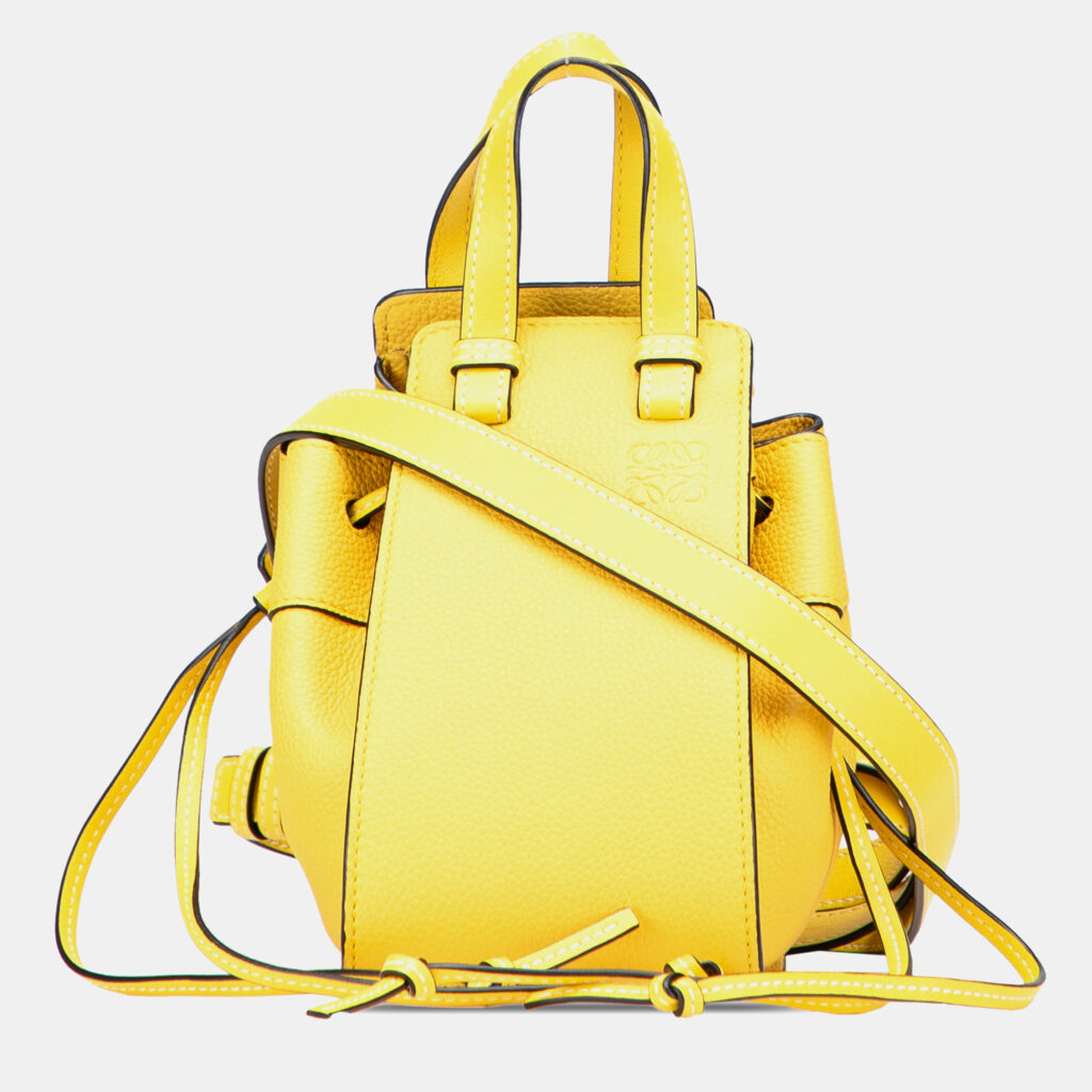 Loewe Yellow Mini Grained Calfskin Drawstring Hammock Bag