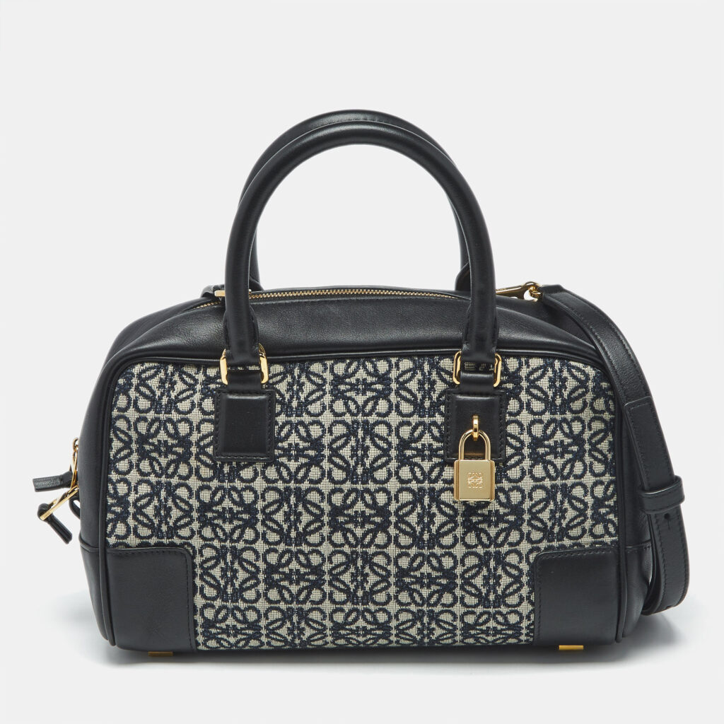 Loewe Black Jacquard Canvas and Leather Amazona 23 Bag