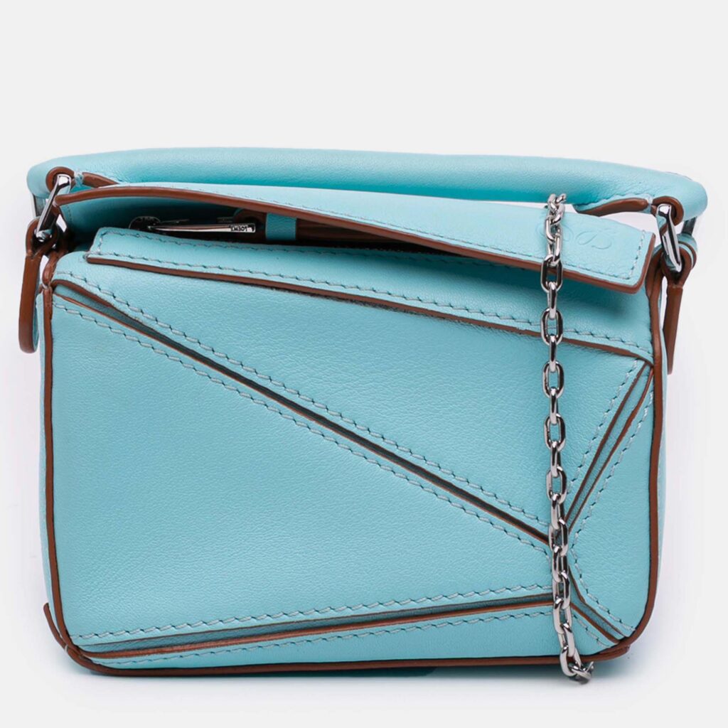 Loewe Blue Nano Calfskin Puzzle Satchel Loewe Blue Nano Calfskin Puzzle Satchel