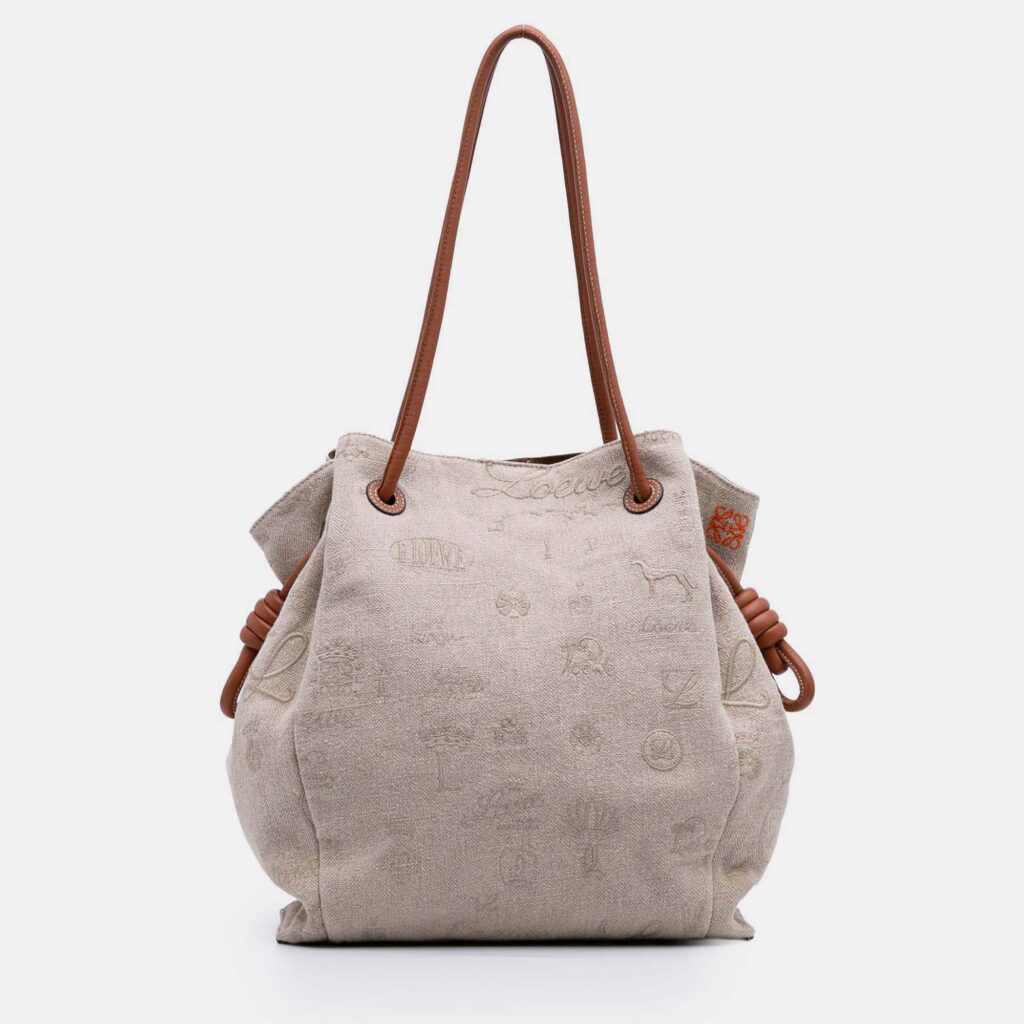 Loewe Beige Medium Canvas Flamenco Knot Tote Loewe Beige Medium Canvas Flamenco Knot Tote