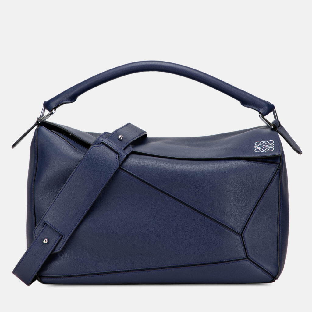 Loewe Blue Large Calfskin Puzzle Satchel Loewe Blue Large Calfskin Puzzle Satchel