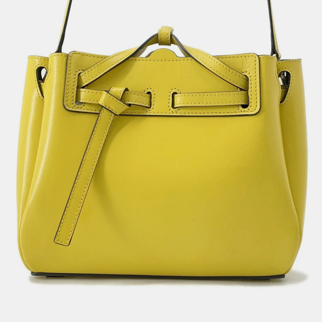 Loewe Lazo 2-Way Handbag Yellow Leather Size Mini