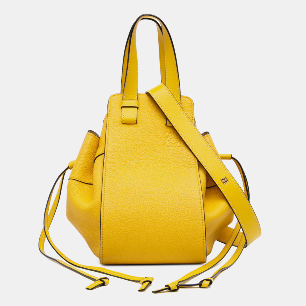 Loewe Yellow Small Grained Calfskin Drawstring Hammock Satchel