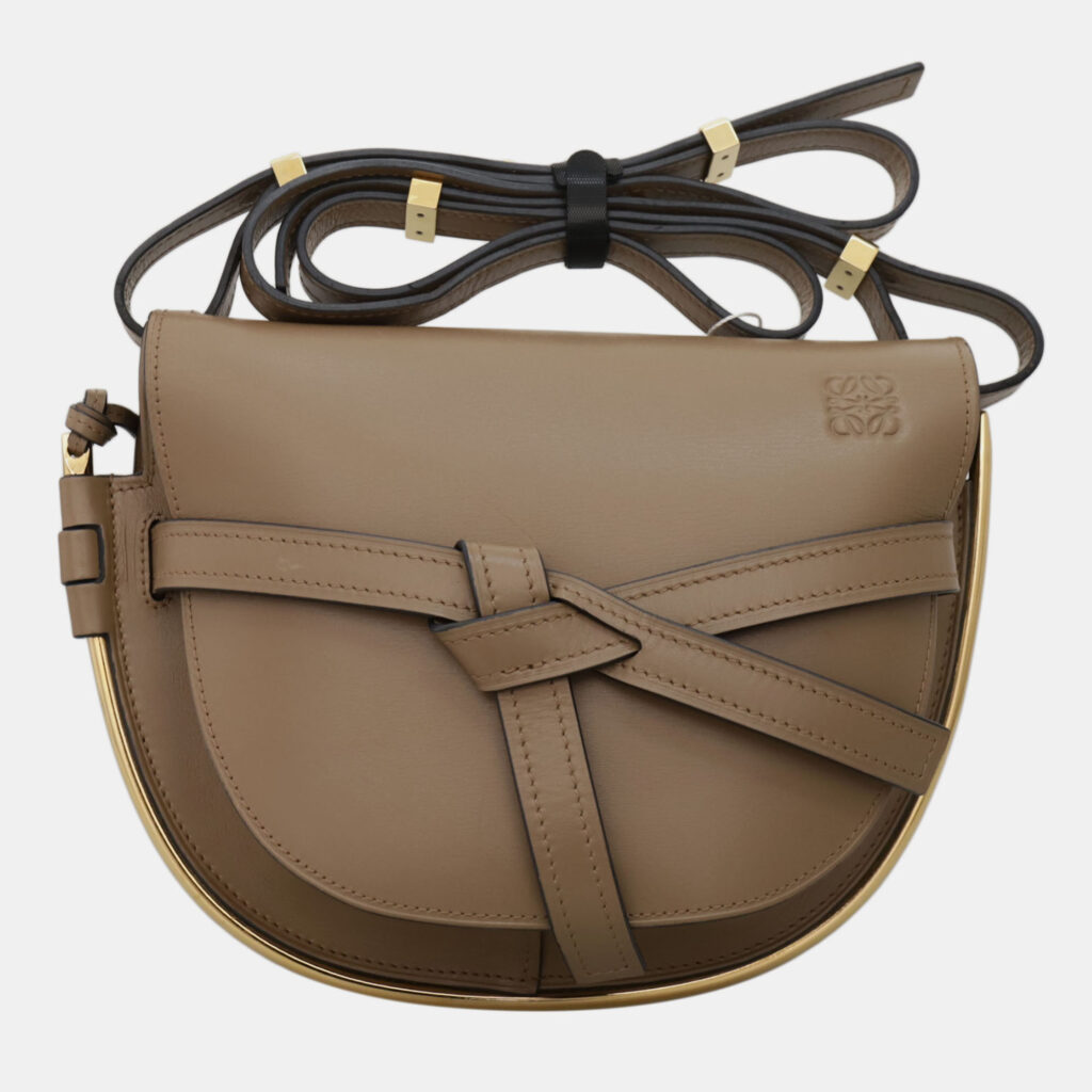 Small Gate Crossbody Bag With Gold Metal Edging Trim