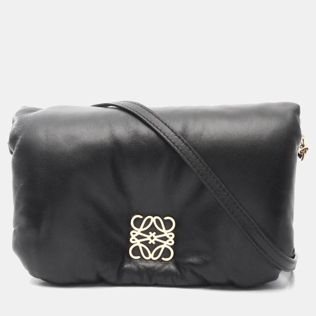 Loewe Goya Puffer Bag Mini Shoulder Leather Black
