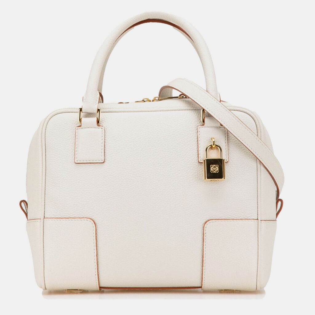 Loewe White Leather Amazona Square 19