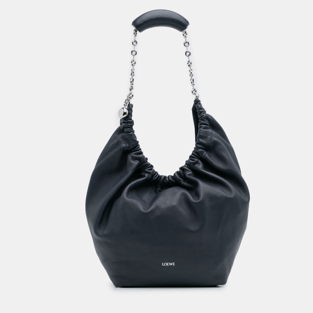 Loewe Navy Blue Small Mellow Nappa Lambskin Squeeze Bag Loewe Navy Blue Small Mellow Nappa Lambskin Squeeze Bag