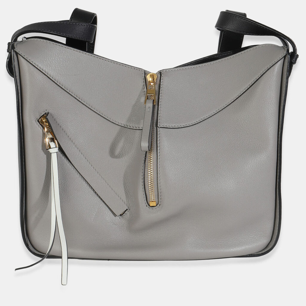 Loewe Grey Black Calfskin Medium Hammock Shoulder Bag