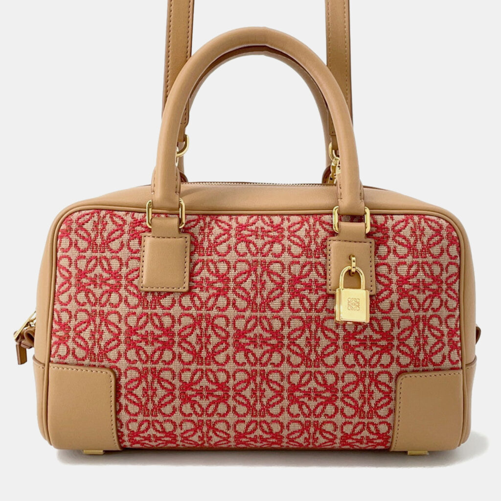 Loewe Amazona 23 Anagram Beige/Red Canvas Leather Size 23