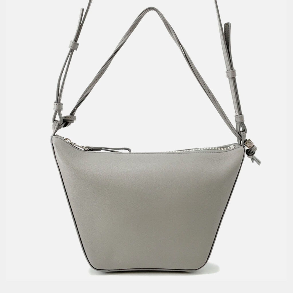 Loewe Suna Fujita Collaboration Bear Hammock Hobo Bag Pearl Grey Leather Size Mini Loewe Suna Fujita Collaboration Bear Hammock Hobo Bag Pearl Grey Leather Size Mini