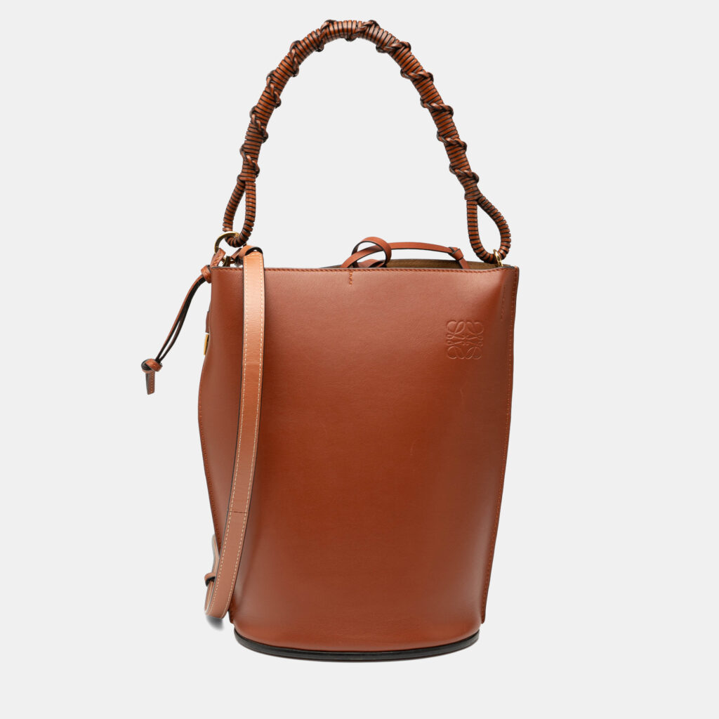 luxury-women-loewe-used-handbags-p1241867-005-1.jpg Loewe Brown Leather Gate Bucket Bag