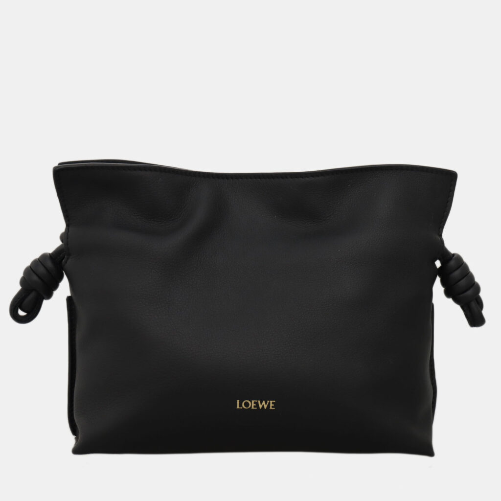 Loewe Black Calf Leather, Suede Mini Flamenco Knot Clutch Loewe Black Calf Leather, Suede Mini Flamenco Knot Clutch