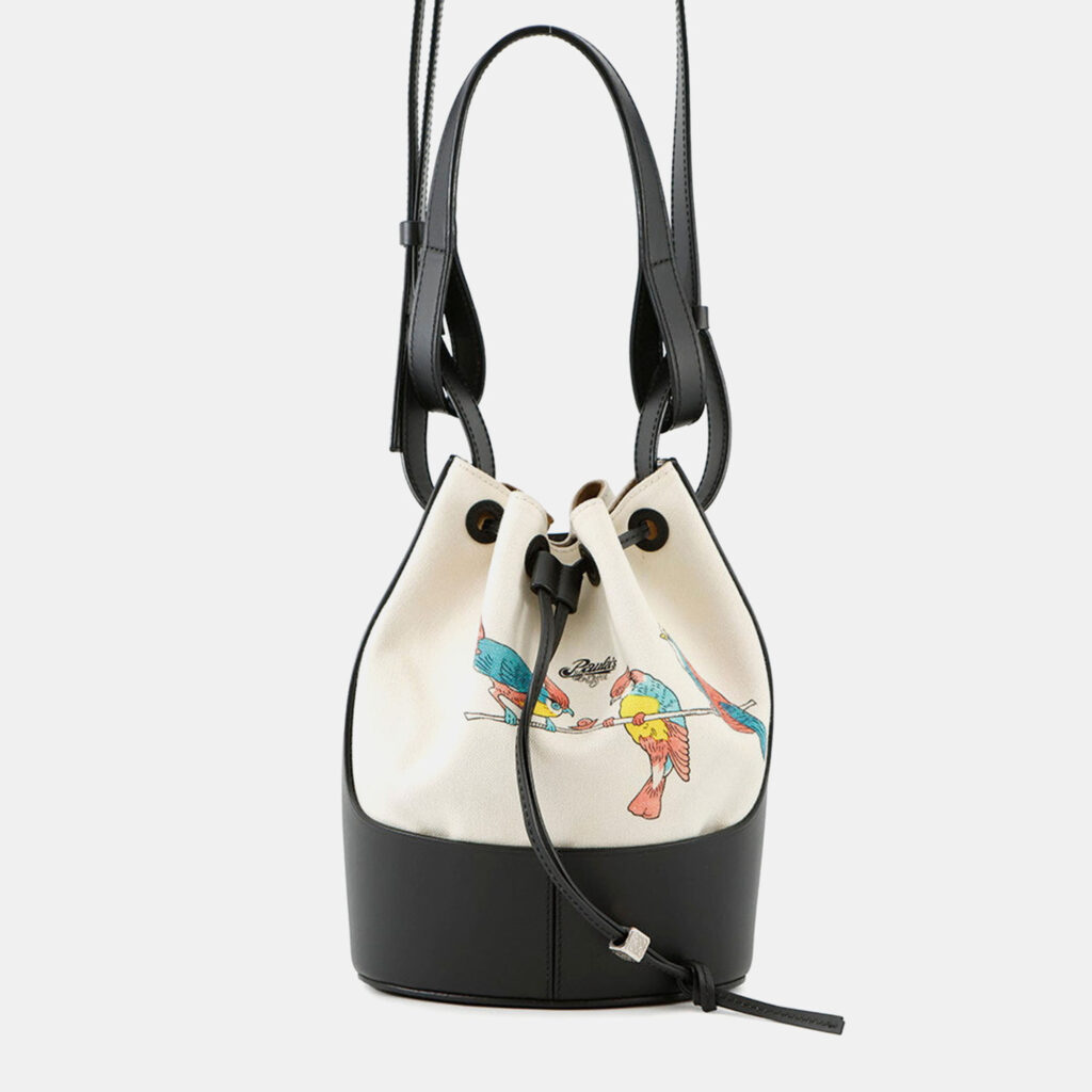Loewe Paula Ibiza Balloon Shoulder White/Black Canvas Leather Size Small Loewe Paula Ibiza Balloon Shoulder White/Black Canvas Leather Size Small