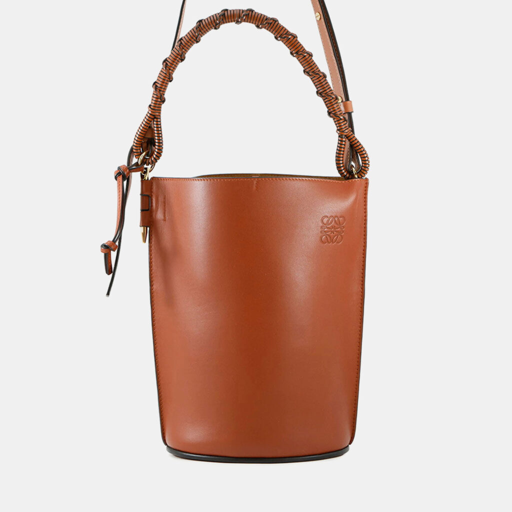 Loewe Gate Bucket Anagram Logo 2-Way Brown Calf Leather Loewe Gate Bucket Anagram Logo 2-Way Brown Calf Leather