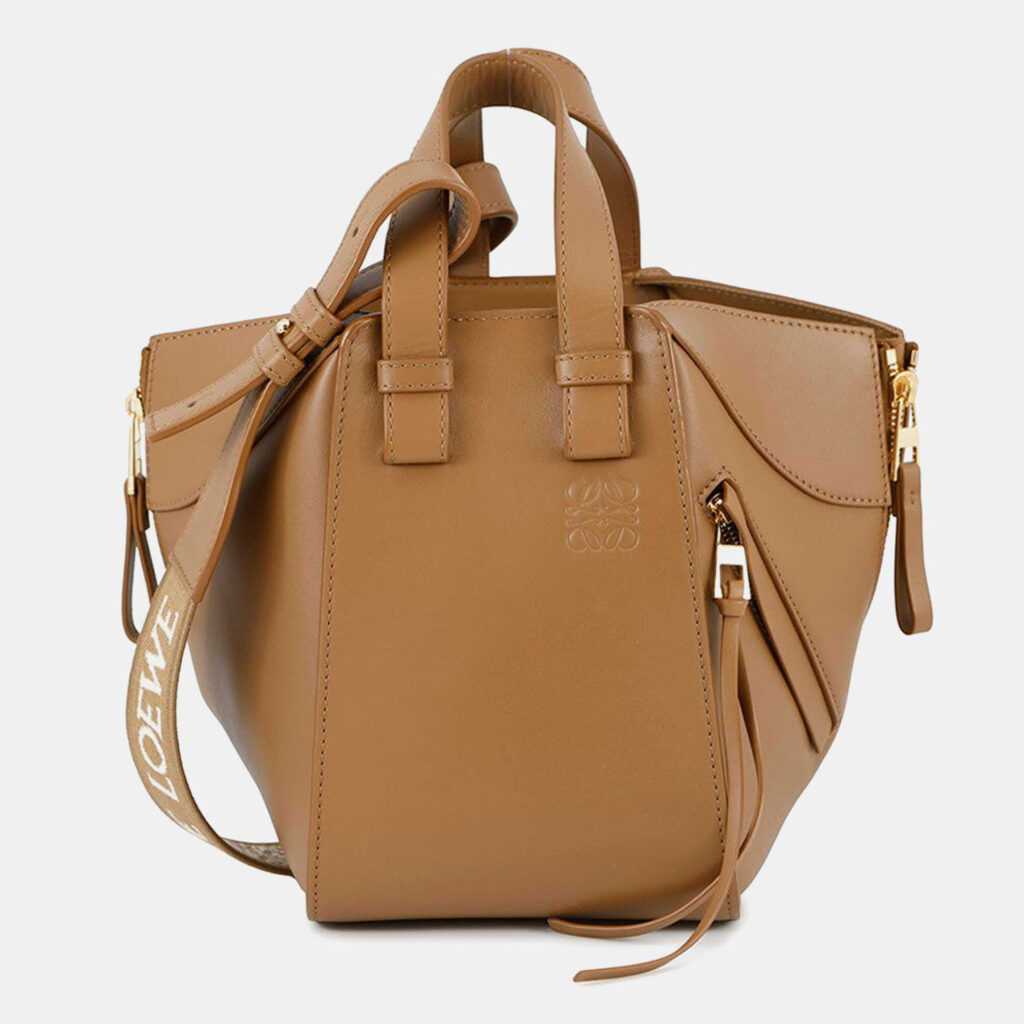 Loewe Hammock Oak Brown Calf Leather Size Compact