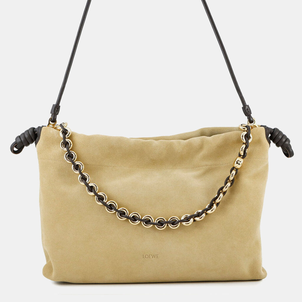 Loewe Flamenco Purse 2Way Shoulder Bag Beige Suede Size Large Loewe Flamenco Purse 2Way Shoulder Bag Beige Suede Size Large