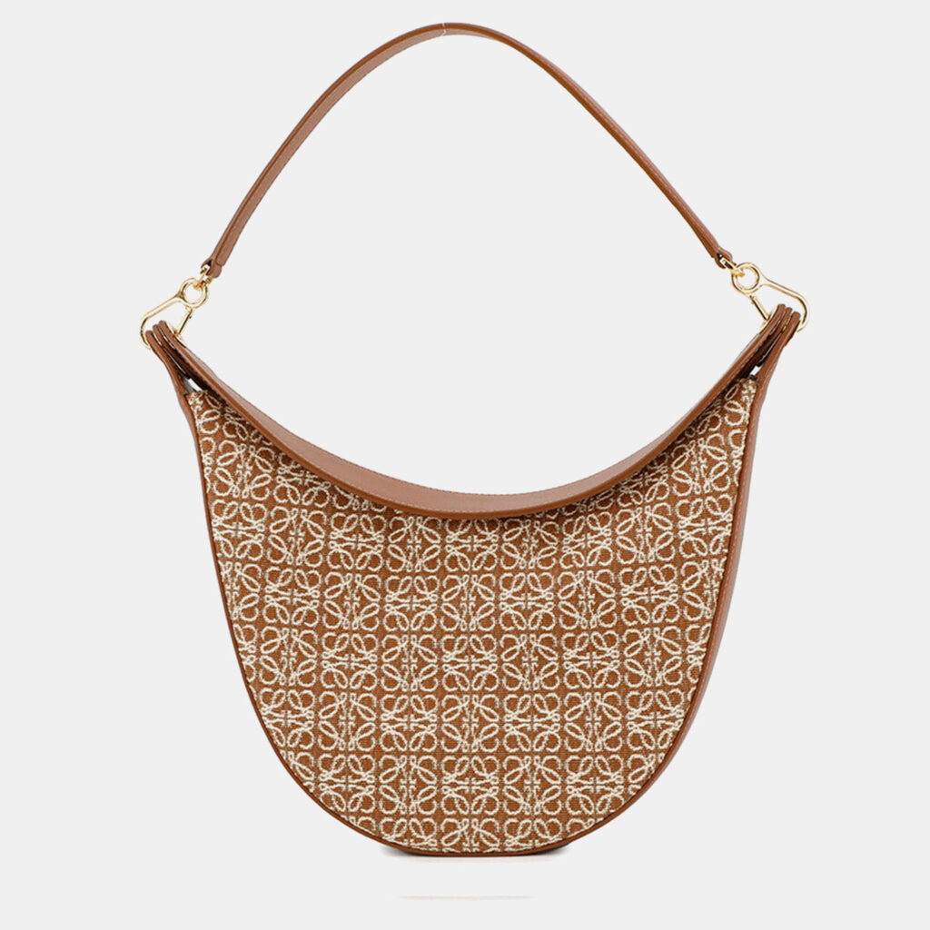 Loewe Repeat Anagram Luna One Shoulder Bag Tan Canvas Leather Loewe Repeat Anagram Luna One Shoulder Bag Tan Canvas Leather